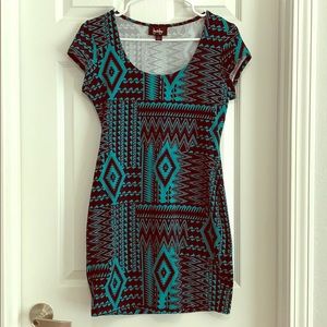 Teal/Black Aztec Dress